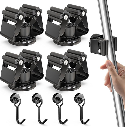 3-H Magnetic Broom Holder with Strong Magnetic Hook 8 Pack, Broom Holder Wall by 3-H