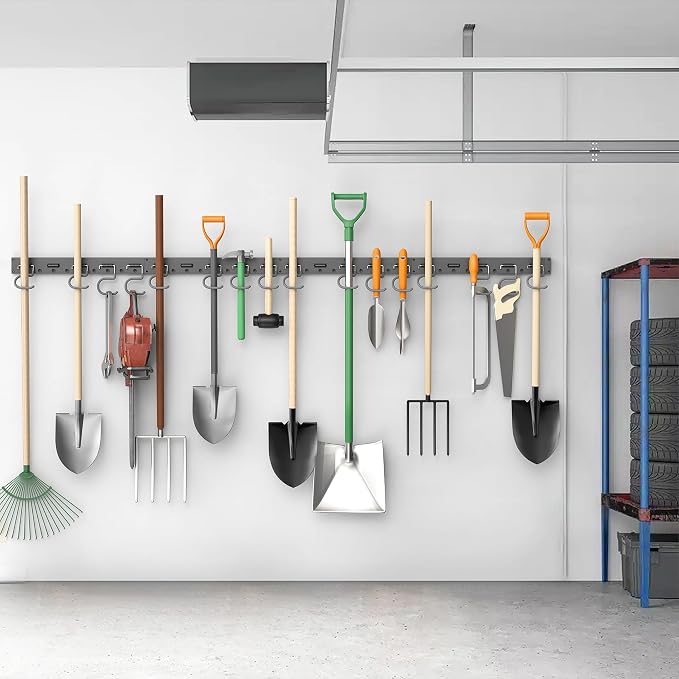 TORACK Plastic Wall Mounted Mop and Broom Holder, Garden Tools Organizer - Image 2