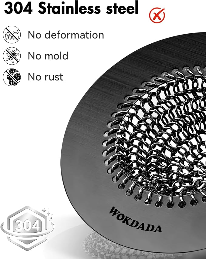 Black Kitchen Sink Strainer, Flippable Mesh Sink Drain Strainer, 304 Stainless - Image 2