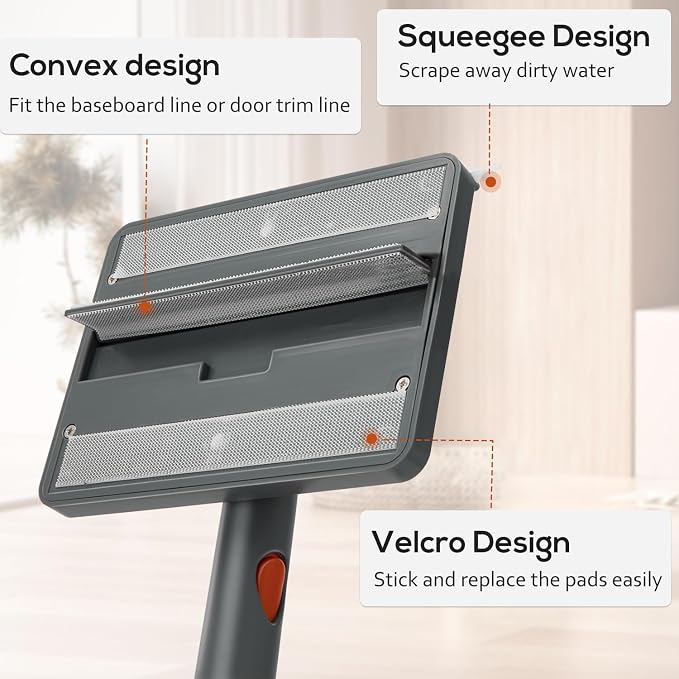 Base Board Cleaner Tool with Handle, 360°Rotating Wall Cleaner Mop, 180° - Image 6