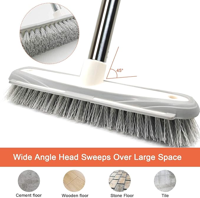 Push Broom, Tub Tile Broom Brush, Stiff Bristles Broom - Image 2