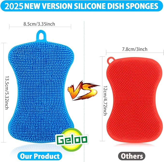 Geloo.Silicone Sponge Dish Brush, Double Sided Cleaning Brush - Image 2