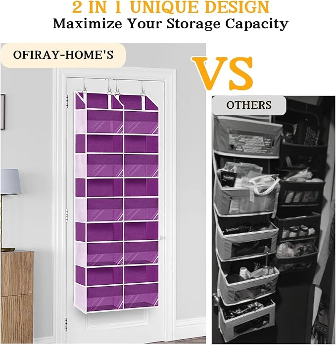 Over The Door Organizer 5 Tiers, Extra Large Behind Door Storage of 10 - Image 5