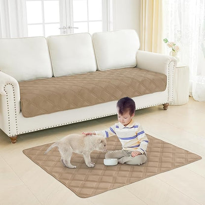 Smiry Waterproof Dog Bed Cover Blanket 40x80, Soft Reversible Pet Blanket, Washable Leakproof Cats Dogs Couch Cover for Sofa, Couch, Furniture, Lattice, Camel/Beige