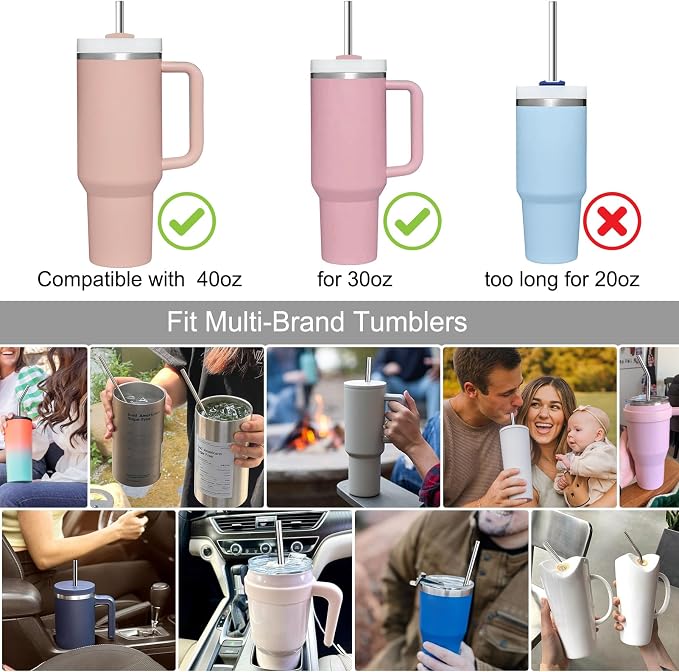 AIERSA Metal Straws for 40oz Tumbler Replacement, 12 Inch Reusable Stainless - Image 3