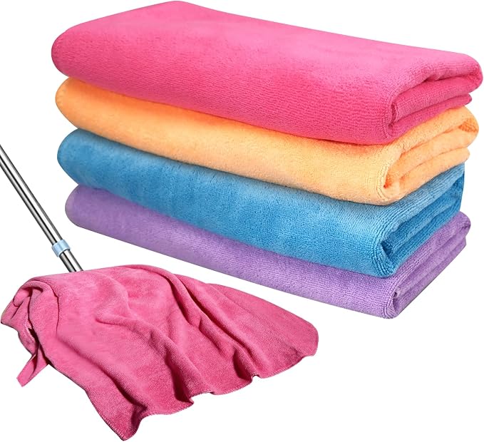 4 Pcs Multicolor Extra Large Microfiber Cleaning Cloth 30 x 20 Inch Reusable by OLUTACOT
