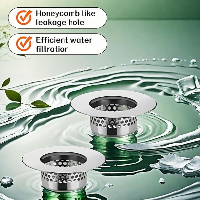 Bathroom Sink & Bathtub Drain Filter Strainer Set - Image 8