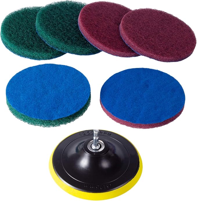 Kichwit 5 Inch Drill Powered Brush Tile Scrubber Scouring Pads, 2 Different by Kichwit