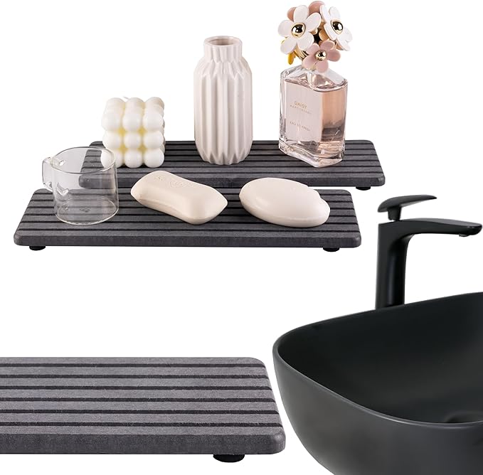 2 PCS Water Absorbent diatomite Coasters, 12.2" x 4" Water Absorbing Stone Tray - Image 4