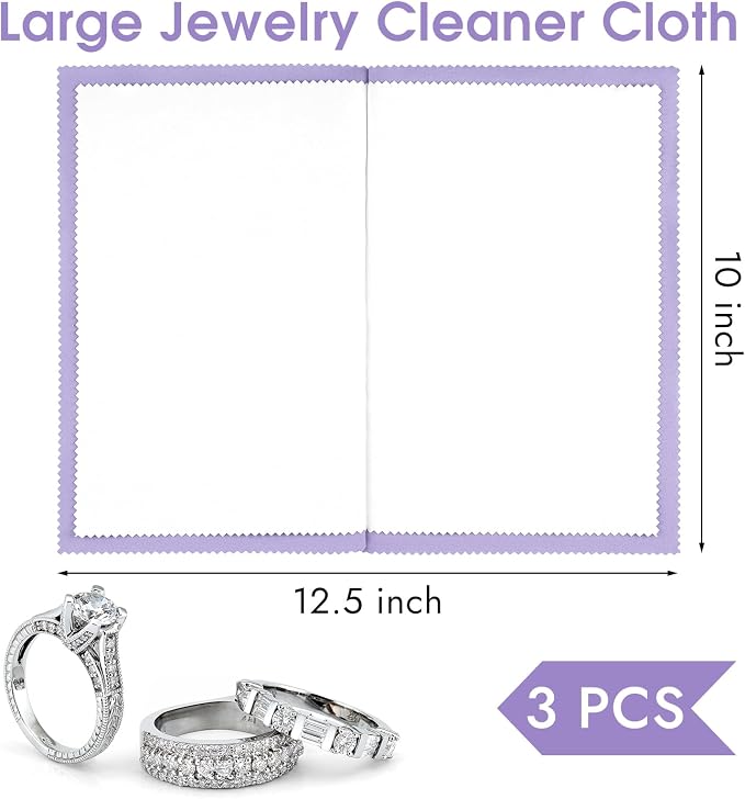 3 Pcs Silver Polishing Cloth, Large 10" X 12.5" Jewelry Cleaner Cloth, Soft - Image 2