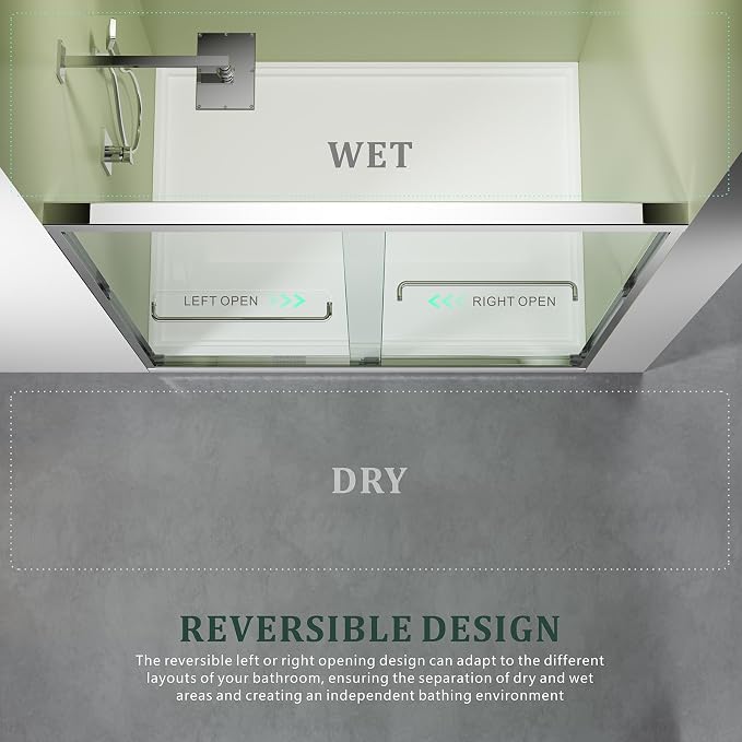 Chrome Glass Shower Door, Waterproof Design Double Sliding Stainless Steel - Image 9