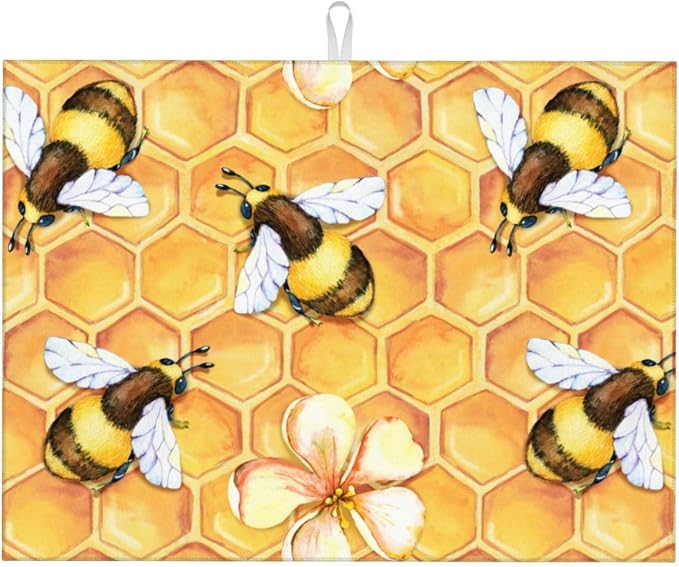 Bee Dish Drying Mat For Kitchen Counter Absorbent Large Kitchen Fast Dry Pad by Unknown