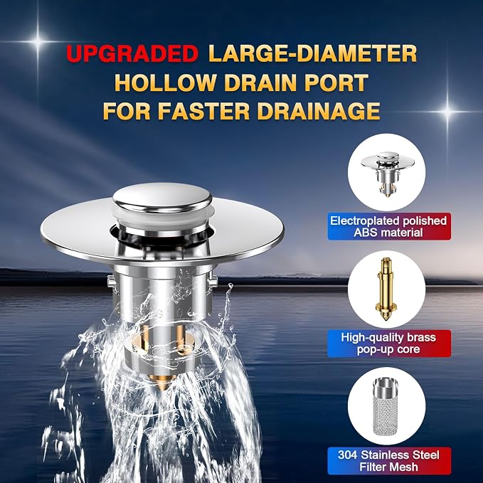 Bathroom Sink Drain Strainer, Pop Up Sink Drain Filter - Image 3