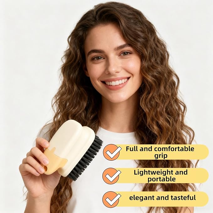 Ergonomic Clothes Soft Bristle Laundry Brush, Milk Yellow, ABS+PBT Material - Image 3
