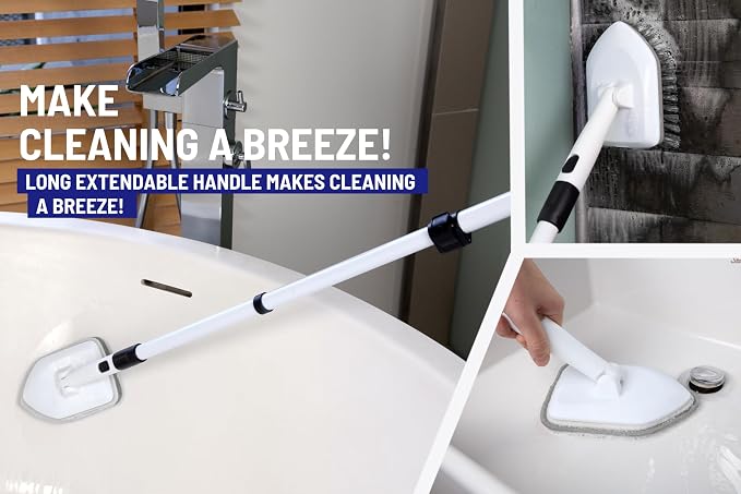 Shower Scrubber 3 in 1 Extendable Long Handle 58" Cleaning Brush - Image 6