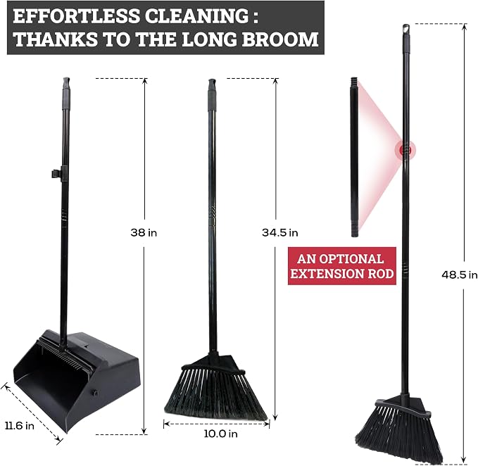 KLEEN HANDLER 48.5" Broom with Dustpan Combo Set with Long Handle - Image 4