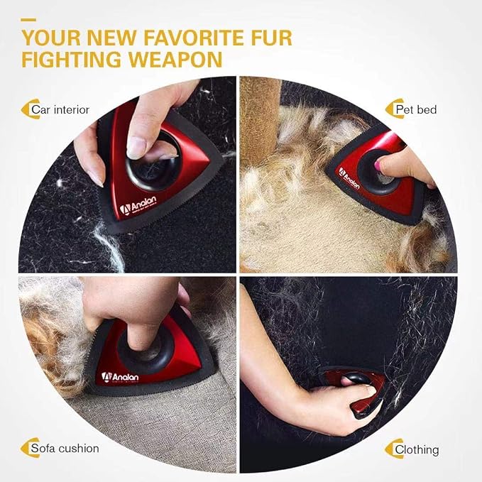 Analan Mini Pet Hair Remover for Car Detailing Supplies, Triangle Dog Hair - Image 4