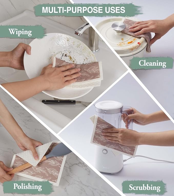 10 PCS Leaf Print Swedish Dishcloths - Image 6