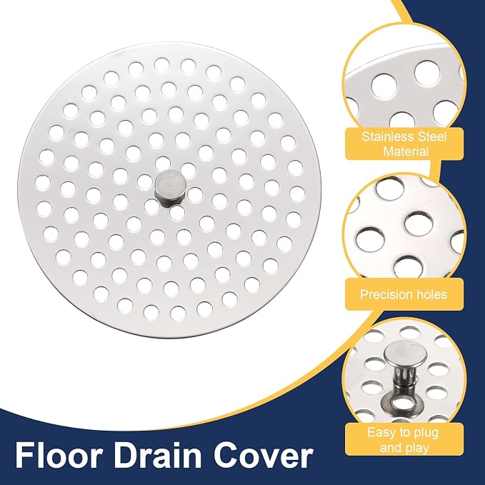 uxcell Shower Drain Hair Catcher, 3.7 inch Stainless Steel Round Floor Drain - Image 3