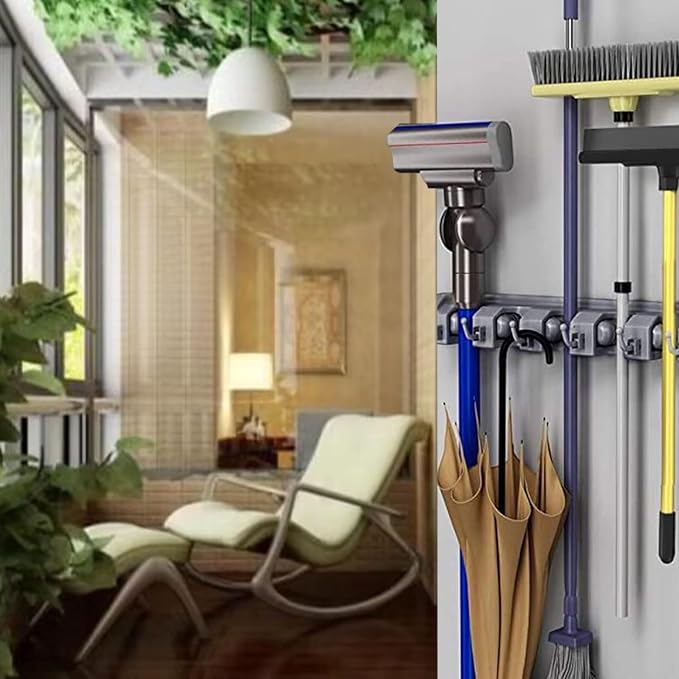 PP Plastic Multi-Function Broom & Mop Wall Mount Holder - Image 5