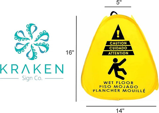 Kraken Sign Co - Pop-up Sign, Pop-up Caution Wet Floor Sign 16 inch - Image 2