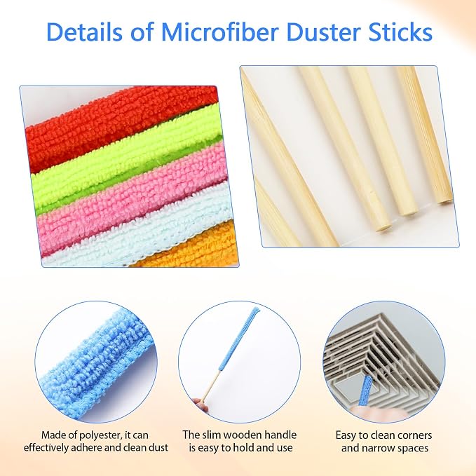 6 Pcs Mini Dusters for Cleaning Microfiber Detail Duster Sticks Fan Cleaning - Image 3