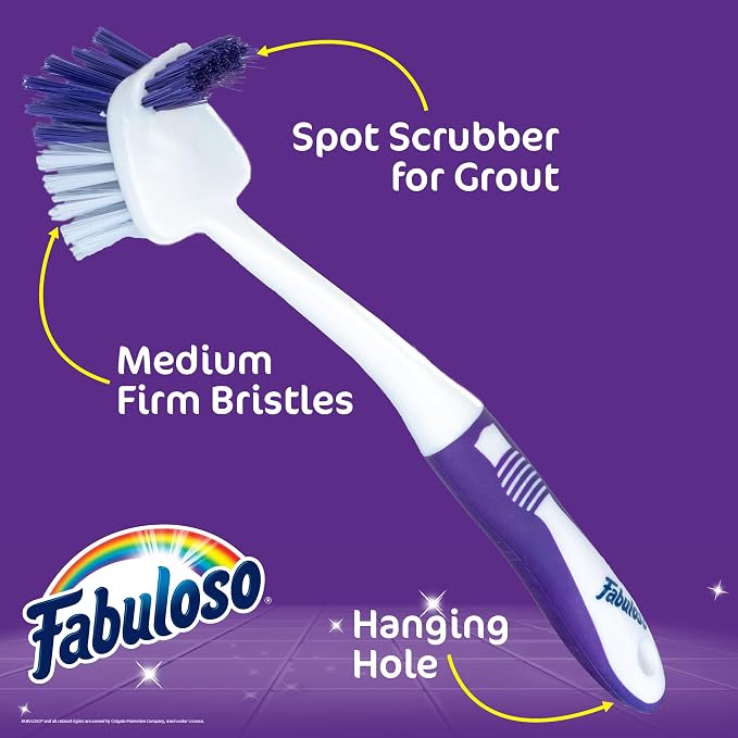 Fabuloso Tile Brush with Spot Scrubber, Long Bathroom Cleaning Brush with - Image 6