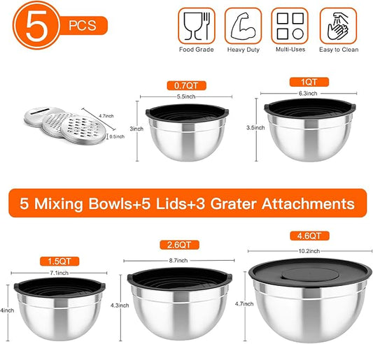 TeamFar Mixing Bowls with Airtight Lids, - Image 2