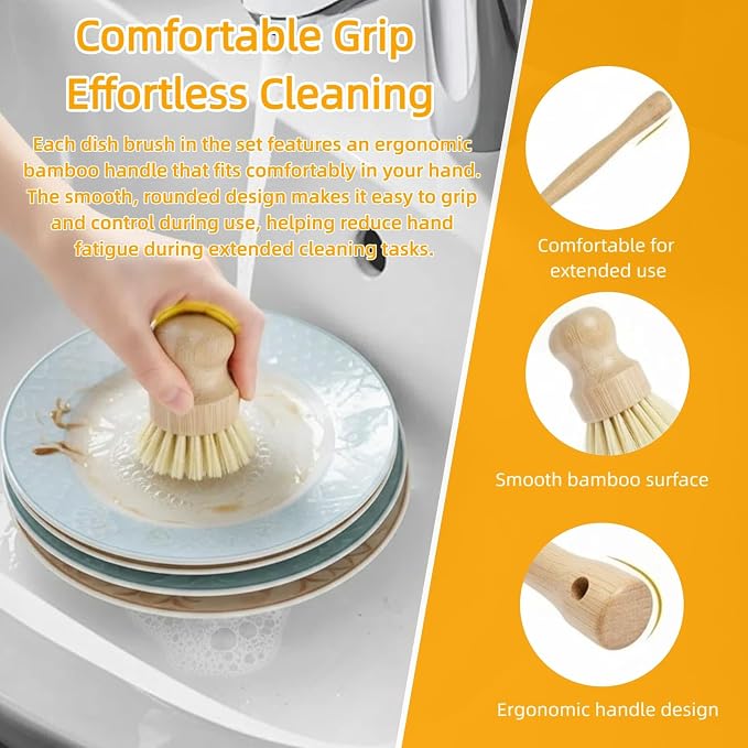 Natural Bamboo Dish Brush Set - Image 2