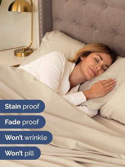 Extra Deep Twin Sheet Set - 4 Piece Breathable and Cooling Sheets - Hotel Luxury Bed Sheets Set - Easy & Secure Fit - Soft, Wrinkle Free and Comfy Sheets Set - Wheat Sheet Set with Extra Deep Pockets