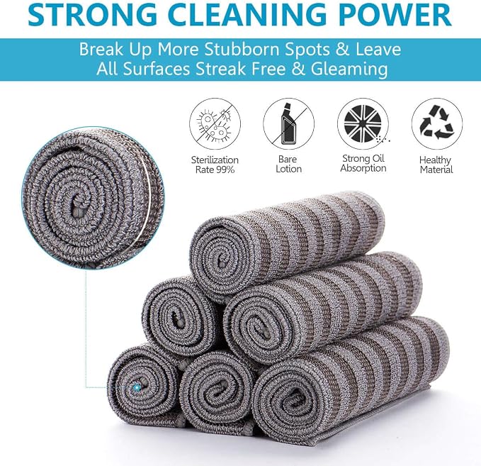 ZHIDIAN Stainless Steel Microfiber Cloth Double-Sided Cleaner Rag, Non-Scratch - Image 5