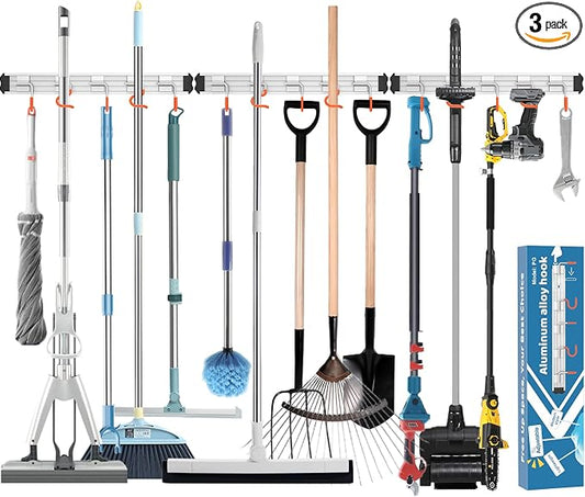 Mop and Broom Holder Wall Mount Garden Tool Rack Organizer, Modern Style by Paglipat