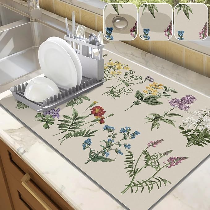 LOKHOM Dish Drying Mat for Kitchen Counter, Dish Drainer Rack Mats for Kitchen by LOKHOM