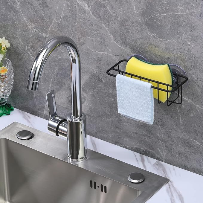 Sink Caddy Sponge Holder for Kitchen Sink Dish Cloth Hanger 2 Suspension Options - Image 3