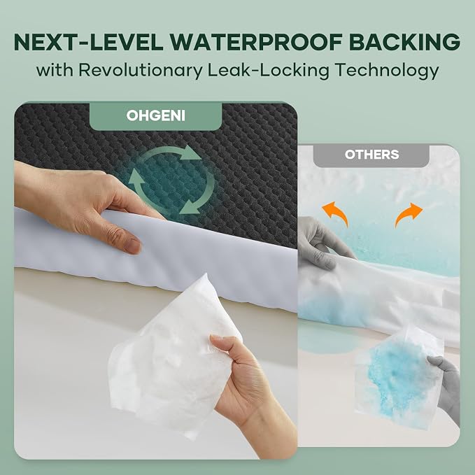 OhGeni 100% Waterproof Mattress Protector, Queen Size Mattress Pad, Fits 6"-20" - Image 4