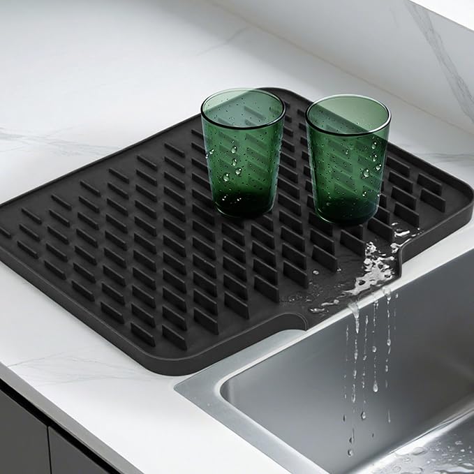 LONGKING Black Non-Slip Dish Drying Mat by LONGKING