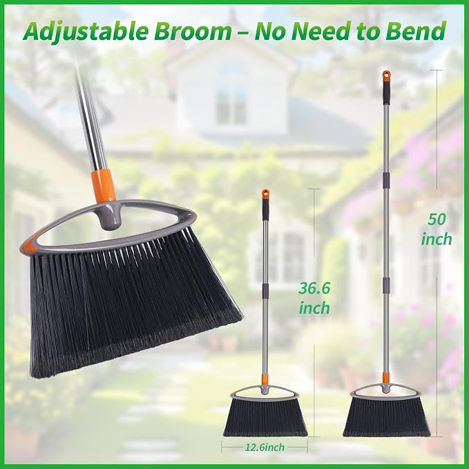 2 Pack Soft Bristle Broom, Heavy Duty Broom - Image 3