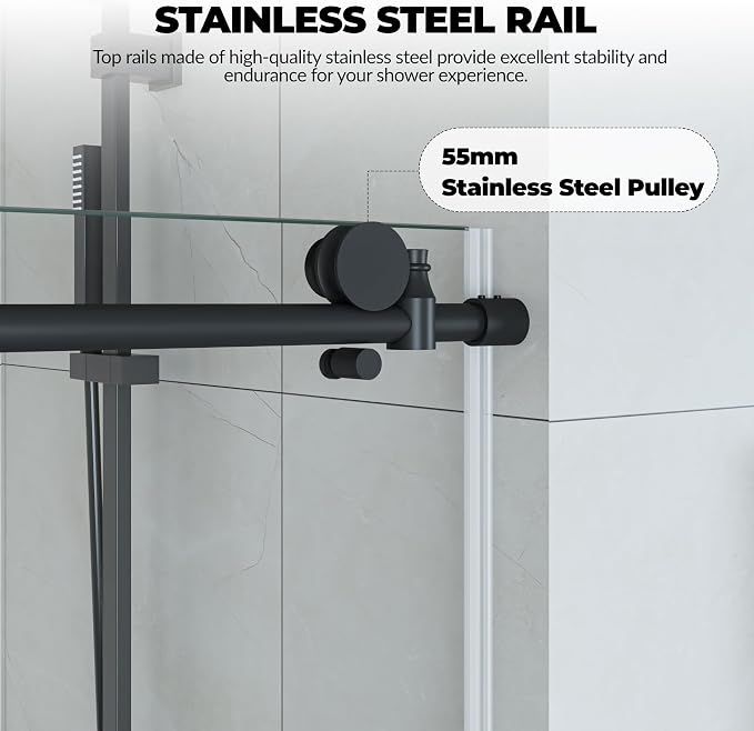 56-60" W x 76" H Frameless Sliding Shower Door - Image 4