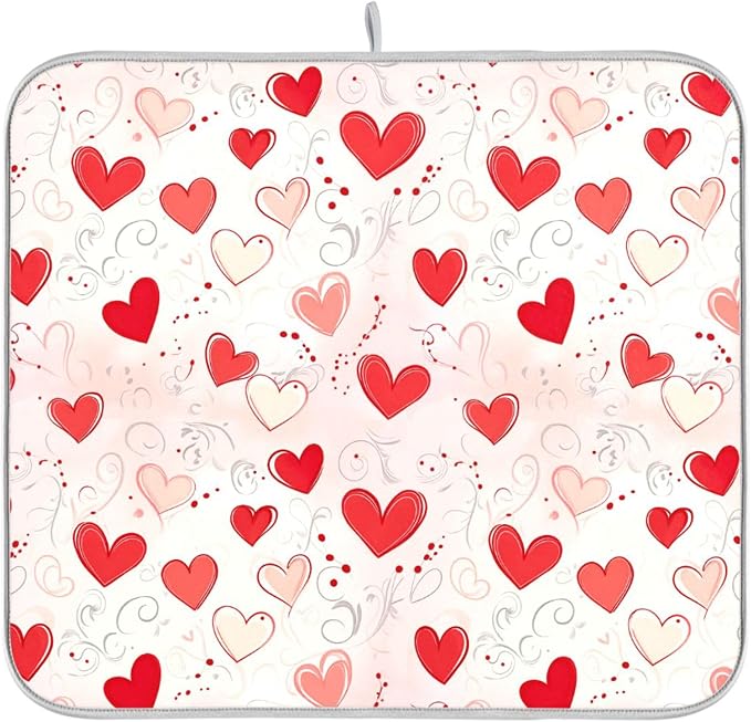 Happy Valentine’s Day Dish Drying Mat by Wamika