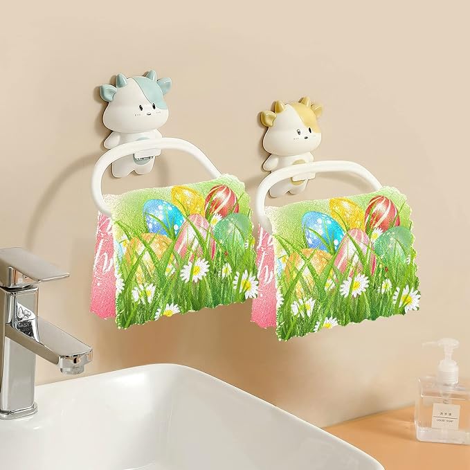 Dish Towels Kitchen Cleaning Cloths Easter Eggs in The Grass - Image 5
