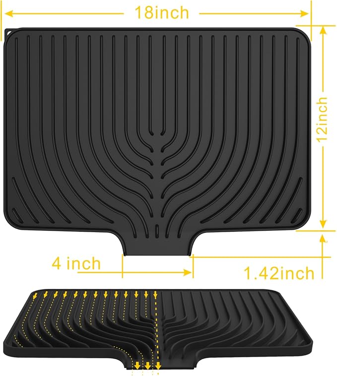 Silicone Drying Mat for Kitchen Counter, Dish Drying Rack Matt - Image 3