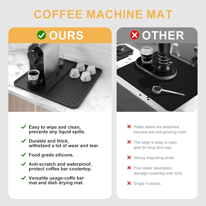 Silicone Coffee Mat, Coffee Bar Accessories Fit Under Coffee Maker Coffee - Image 6