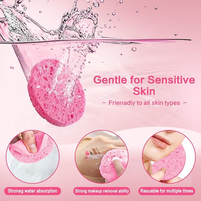 60-Count Compressed Facial Sponges Natural Cellulose - Image 2