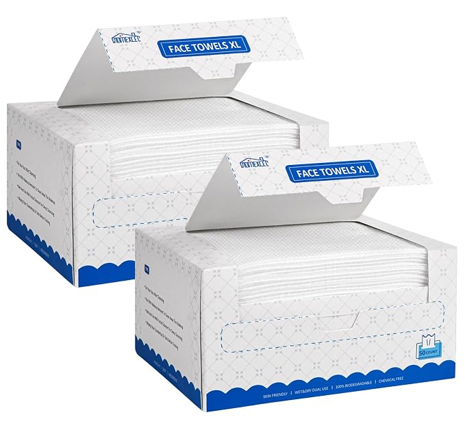 HOMEXCEL Face Towels 100 Count, Disposable Makeup Remover Wipes, Super Soft by HOMEXCEL