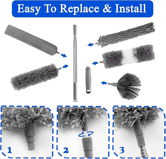 Dusters for Cleaning, Bendable Extendable Long Feather Duster for Cleaning Fan - Image 4