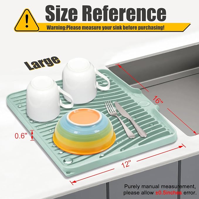 Silicone Dish Drying Mat for Kitchen Counter, Dish Drying Pad, Non-Slip Drain - Image 2