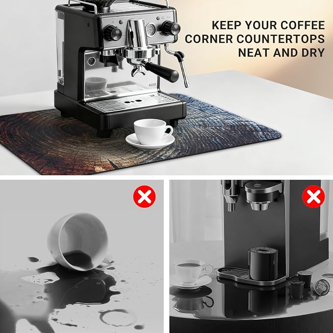 Coffee Drip Mat 20x12 Inch, Wood Grain Stump Design, Absorbent Hide Stain - Image 5