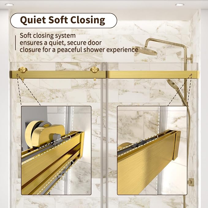 Frameless Double Sliding Shower Door, 44-48" W x 74" H Glass Shower Doors - Image 4