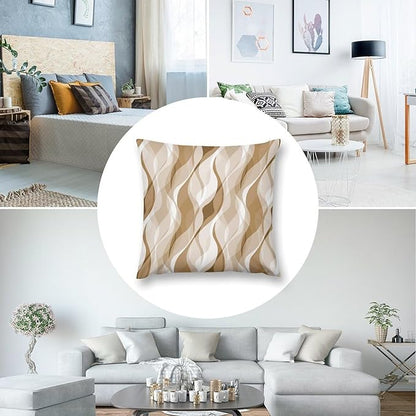 Cream Throw Pillow Covers Modern Abstract Cream and Grey Striped Decorations for Bedroom Living Room Farmhouse Sofa Pillows Bed Couch 12x12 Inch