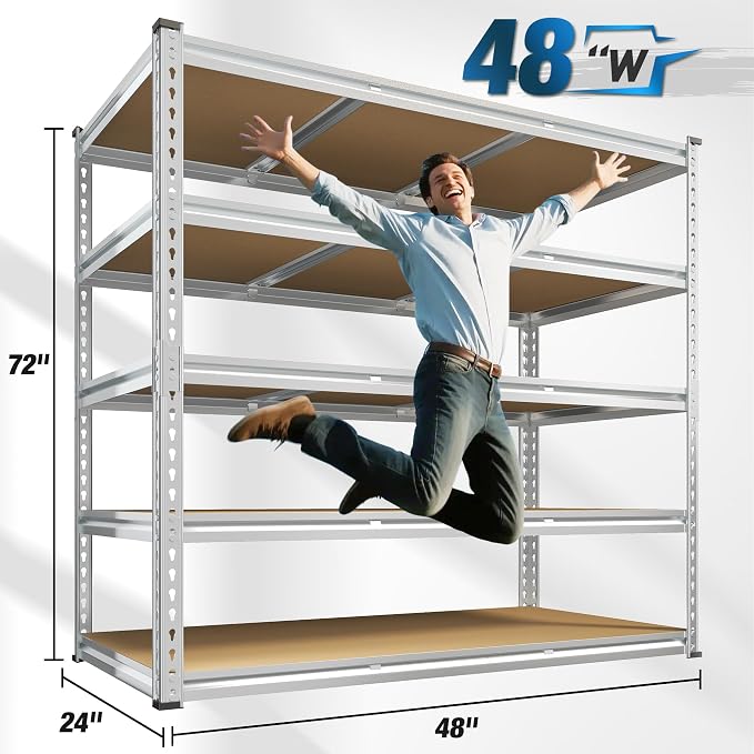 REIBII Garage Shelving, 5 Tier Storage Shelves Load 3020LBS, Adjustable Garage - Image 3